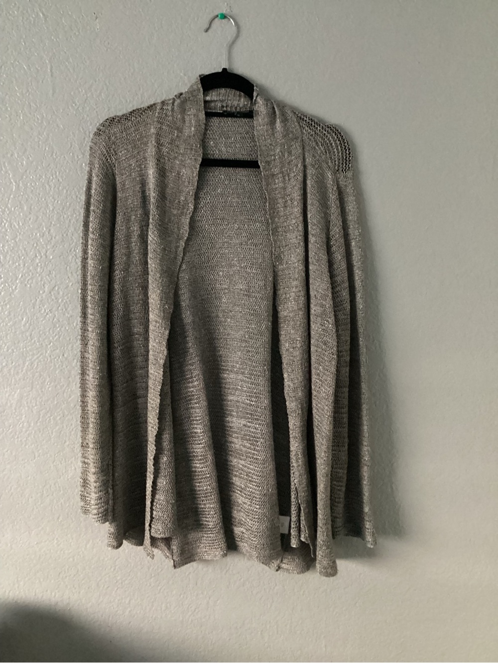 Eileen Fisher Linen/Silk Blend Open-Front Gray Women's Knit Cardigan